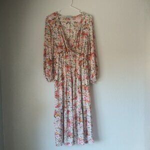 Miss Sparkling women's size L white floral maxi dress